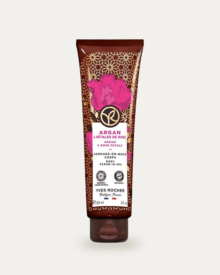 Gommage-en-huile corps Argan et pétales de rose, Yves Rocher, Proli Cotonou