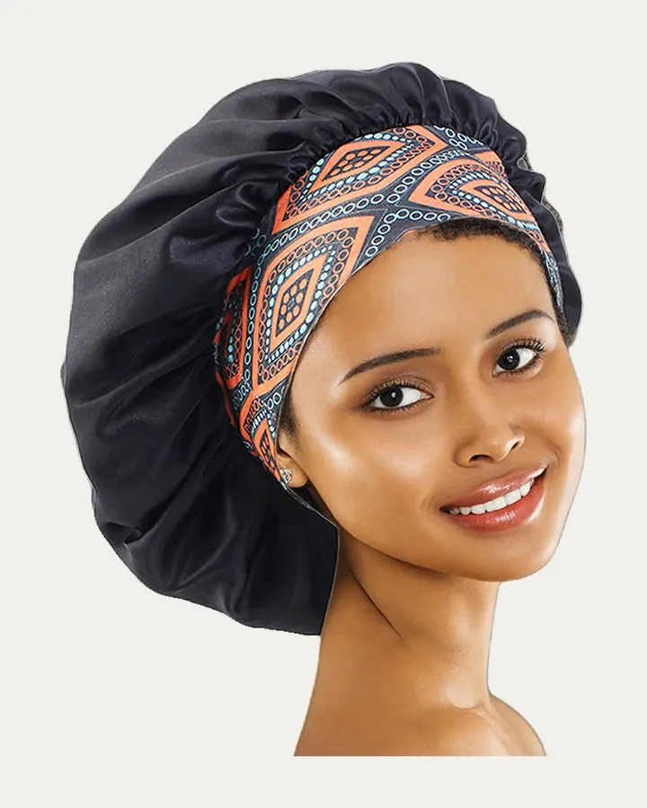 Bonnet de nuit en satin Black orange, Proli Cotonou