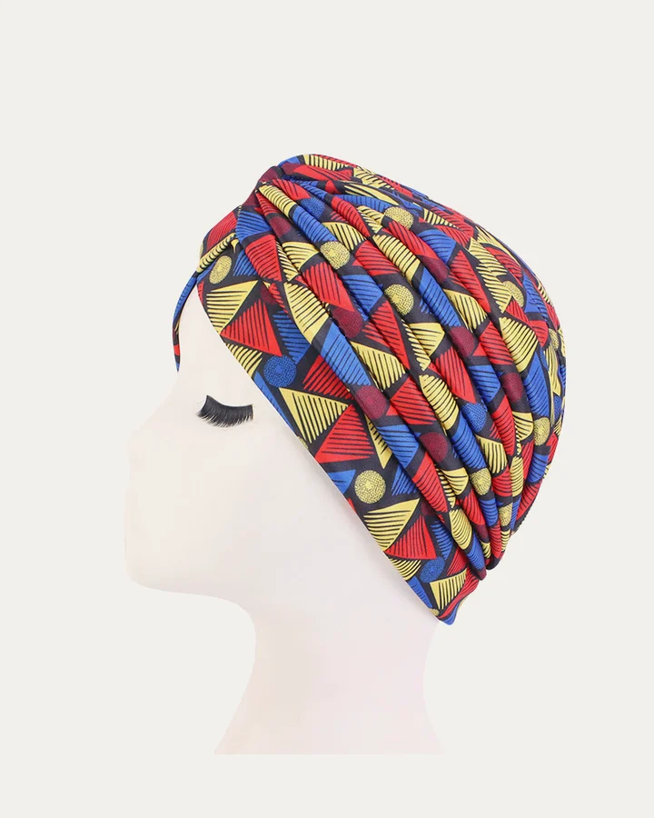 Turban plissé à motifs africains, Proli, Proli Cotonou