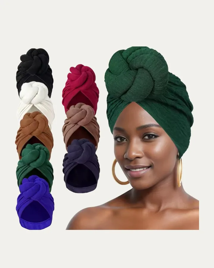 Turban noué uni Beige, Proli Cotonou